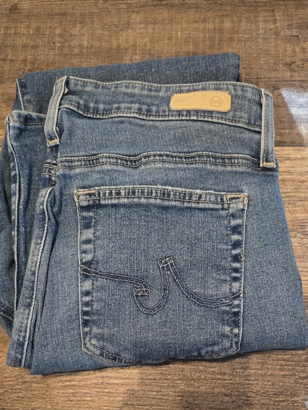 Ag Adriano Goldschmied Mid Blue Straight Leg Jeans 32×29